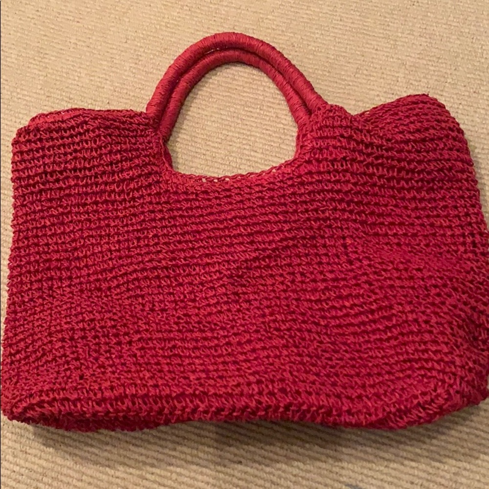 Mesh/straw red purse